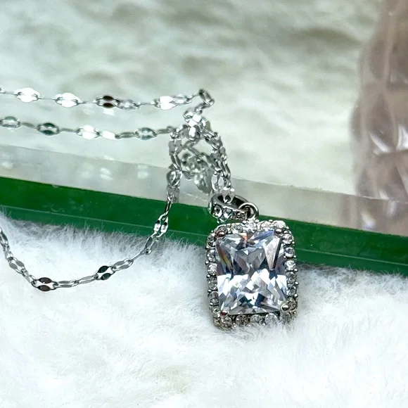 Stainless Steel Chain with Silver Tone Rhinestones Pendant - Picture 5 of 7